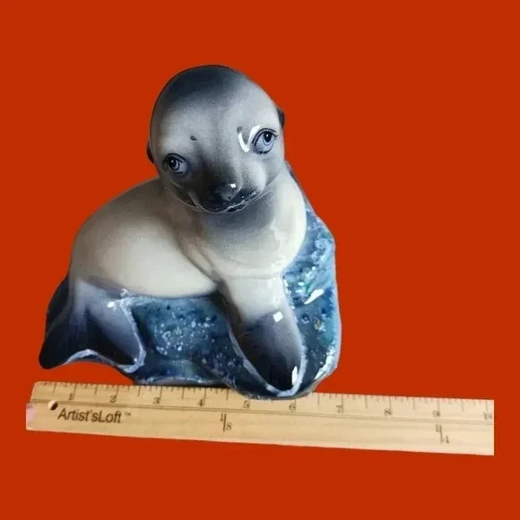 Mafnas figurine sculpture lion sea gray/wht/blue - Picture 4 of 8